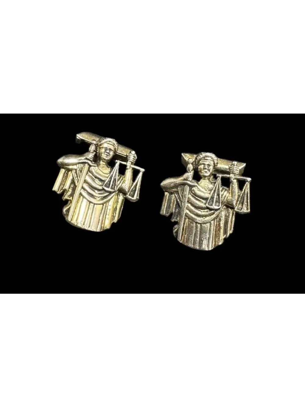 Vintage Sterling Silver Lady Justice Cufflinks Scales Judge Sword Blindfold